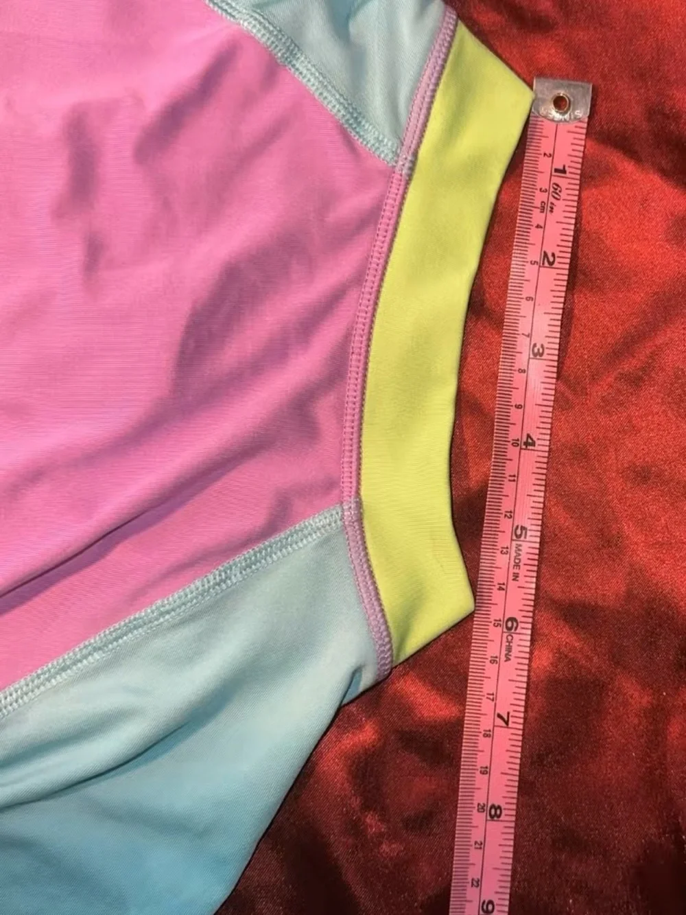 Lands' End Girls' Colorblock One-Piece Rash Guard in Purple, Coral & Aqua